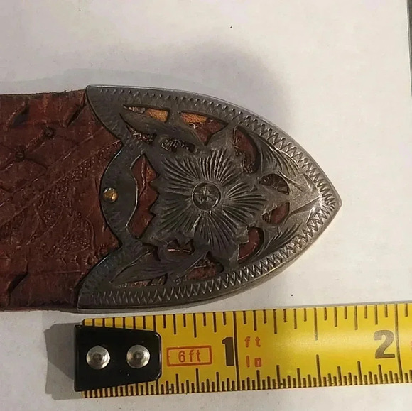 Vintage Vogt Sterling Silver 18 k gold buckle, keeper, tip and bridle rosette. - Picture 4 of 15